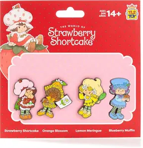 Strawberry Shortcake 'Limited Edition' 4-Pack Glitter Enamel Pin Set with Strawberry Shortcake, Lemon Meringue, Orange Blossom & Blueberry Muffin Pins