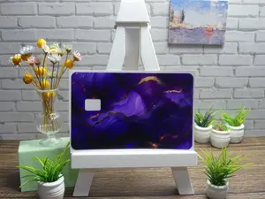 Purple Marble Credit Card Decal | Elegant Vinyl Skin with Gold Veins