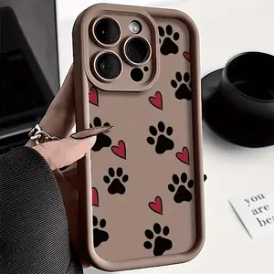 Lovely Dog Footprints Phone cases Case Compatible with iPhone 17 Pro Max 16 16e 15 14 Plus 13 12 Mini 11 Air X XS Pattern TPU Lens Protection Durable Soft Cover Gift 2D printing