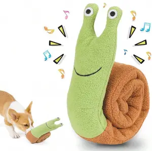 Interactive Dog Toy with Snail Shape Feeder Puzzle, Squeaking Plush Dog Toy for Chewing &b Training
