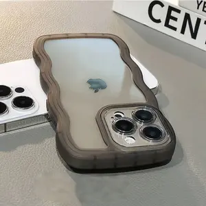 Solid Color Transparent Wavy Lace Pattern Simple All-inclusive Niche Cartoon Design Sense Creative Anti-drop Trend Ins Style Personality New Soft Case for Iphone 12/ 13/ 14/ 15/ 16/ 17 Pro Max Phone Case Phone Protective Cover