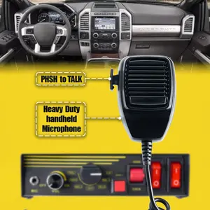 [PA System Controller] 12V Compatible for Vehicles PA System Controller with 9-Tone Sound Effects, Handheld Mic & Light Control Switches - Alarm, Volume Control, Portable Public Address System (Speaker Not Included)