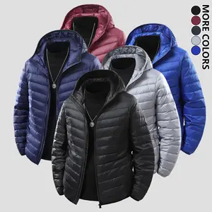 Men's Fashion Autumn Winter Warm Lightweight Hooded Solid Color Down Jacket Coat in Multiple Colors
