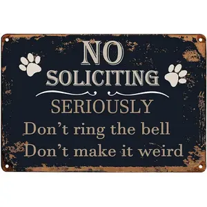 Vintage Metal Tin Sign No Soliciting Sign Seriously On'T Ring The Bell On'T Make It Weird Tin Sign Ecoration Creative Fun Home Bathroom Patio Bar Pub Ecor 8X12 Inches Decor
