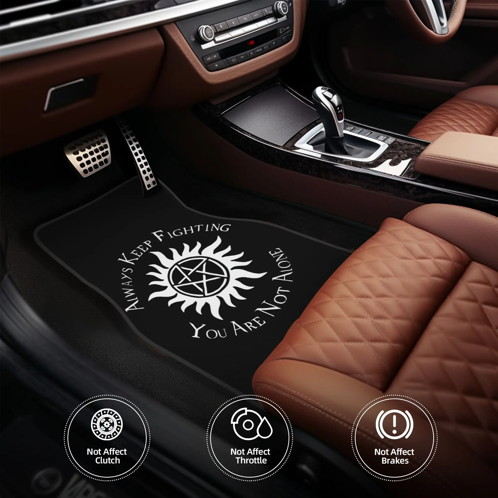 (2D) Cargo compartment liner 4-piece "supernatural" SPN YANA car floor mat, durable polyester fiber suitable for all models, interior decoration, fun accessories, fun design, long-lasting material anti-skid surface, Automotive Floor Mats, Car Accessory