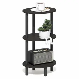TURN-N-TUBE 3-Tier Espresso/Black Side Table, Functional Coffee Table with Storage for Bedrooms, Living Rooms