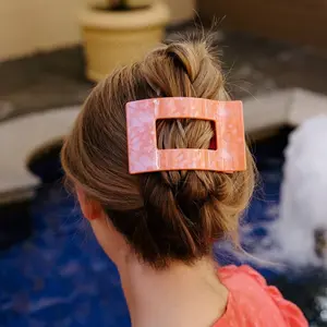 TELETIES - Large Flat Rectangle Hair Clip - Dreamsicle