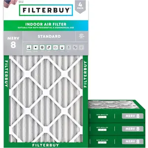 Filterbuy 20x30x2 Air Filter (4-Pack), Pleated MERV 8 Dust Defense HVAC AC Furnace Air Filters (Actual Size: 19.75 x 29.75 x 1.75 Inches)