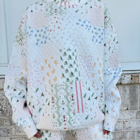 Christmas Holiday Quilted Mockneck Sweatshirt