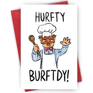 A chef-themed cartoon birthday card suitable for anyone, featuring a fun paper card with a creative animal theme, perfect for celebrations with family and friends, Funny Dad Card