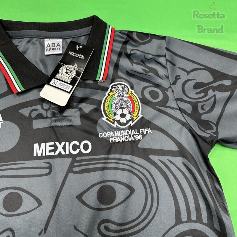 1998 Mexico Soccer National Team Home BLACK Nostalgia Soccer Jersey #2 Suarez #3 Sanchez Classic Breathable Quick Dry Soccer Jersey