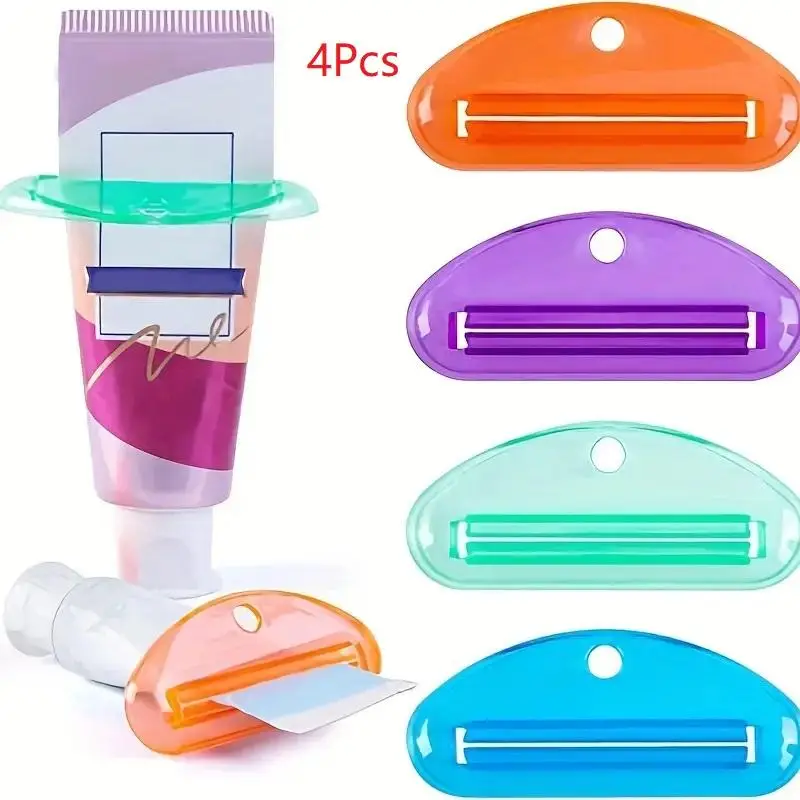 Tube Squeezer, 4 Counts Toothpaste Dispenser Squeezer, Summer Gifts, Facial Cream Squeezer, Portable Bathroom Gadgets for Home and Outdoor Travel