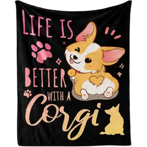 Corgi Throw Blanket, Flannel Cute Corgis Dogs Themed Throw, Soft Nap Throw Blanket for Home Boys Girls Women Men Corgi Lovers Gifts A3