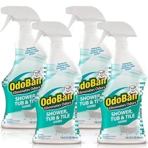 OdoBan 32 oz. Shower,Tub and Tile Cleaner,Powerful Foaming Bathroom Cleaner for Hard Water Stains,Soap Scum,Calcium,hard water deposit remover,calcium remover,limescale remover,dirt remover,grime remover,ceramic tile,white grout,caulk,shower doors