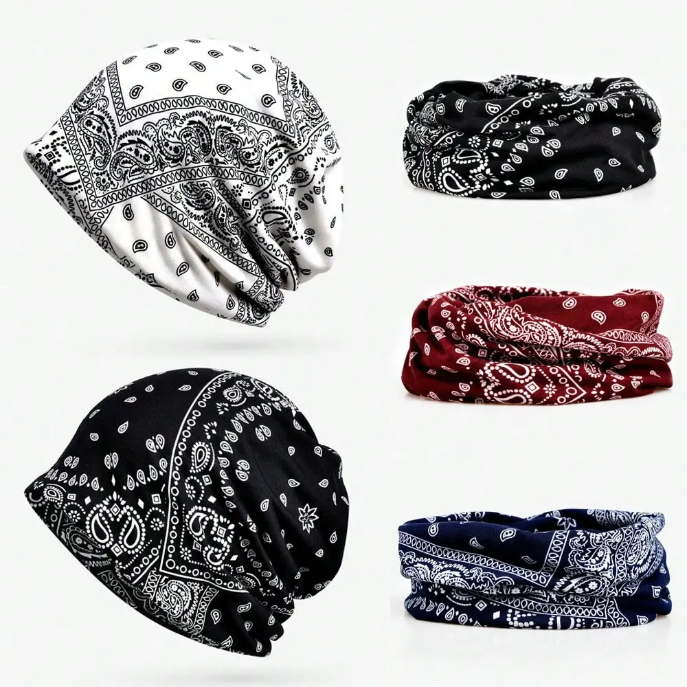 4-Piece Breathable Chemo Cap Set - Baggy Slouchy Beanie & Scarf Snood for Women/Men, Double-Layer Headwear for Cancer Patients, Spring Summer Comfort Design