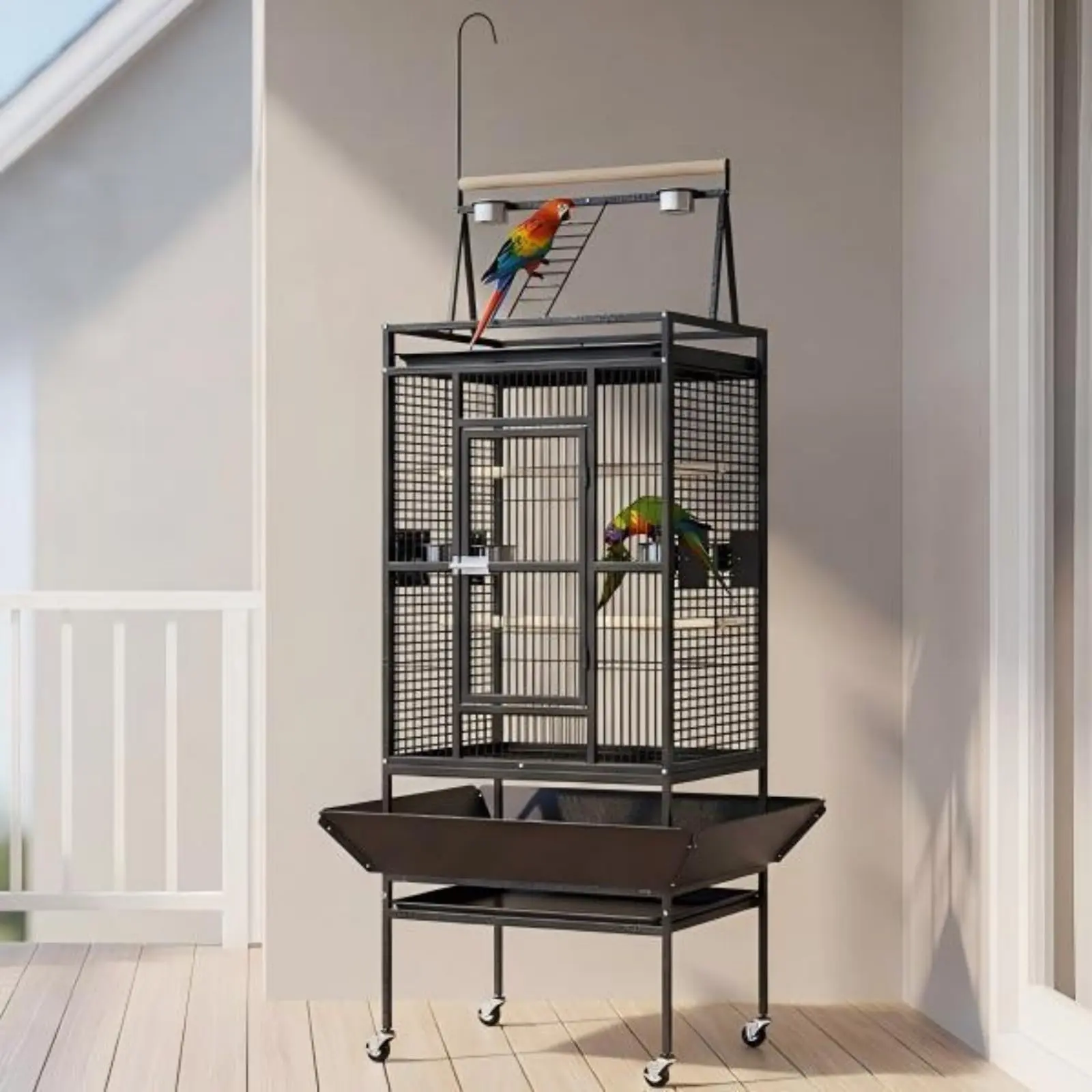 82" h Large Bird Cage, Bird Cage with Playground, Feed Bowls, Wide Tall Parrot Cage for Parakeets, Conures, Cockatiel, Cockatoo