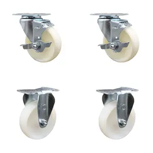 Service Caster SCC-20S414-NYS-TLB-2-R-2 Nylon Swivel Top Plate Caster with 4 in. White Wheels - Set of 4