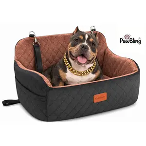 for Large Size Dog,Soft Fabric Car Dog Bed Filling Memory Foam,2 Clip-On Safety Leashs and 2 Pockets,Removable and WaSeat(Black/Brown, Large) Vacuum compdog pill Dual RmultipAdjustable Christmas Pet BowmultiplehHeart Shape Adjusunwanted behavior repellent