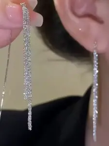 Long Tassel Design Dangle Earrings, Shining Earrings, Fashionable Jewelry for Women, Daily Clothing Decor, Trendy All-match & Exquisite Jewelry for Birthday Gift