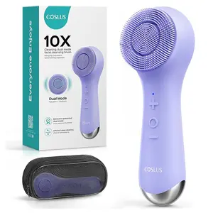 Facial Cleansing Brush: 2-in-1 Rotating and Vibrating Patented Technology, Automatic Foaming, Unisex, Purple