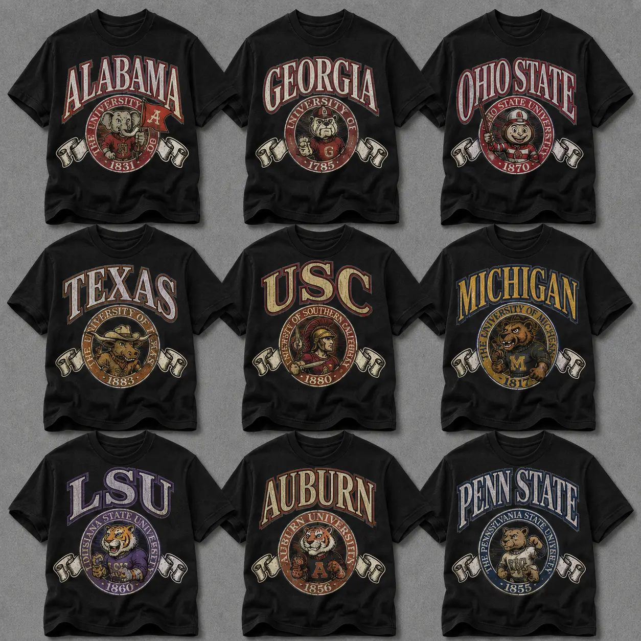 Vintage College Football T-Shirt, Retro University Graphic Tee, Game Day Campus Shirt, Distressed Athletic Fan Apparel, Classic Sports Lover Gift, Unisex Heavy Cotton Tee