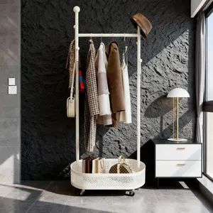 Heavy Duty Clothes Rack Load 220 LBS, Rolling Garment Rack with Lockable Wheels, Standing Metal Clothing Rack with Shelves, Portable Wardrobe Sturdy Coat Rack for Hanging Clothes White Gold