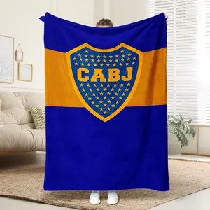 Comfortable Club Atlético Boca Juniors Flannel Blanket, Bedroom Decor, Picnic Blanket, Travel Blanket, Soft Polyester Knit Design