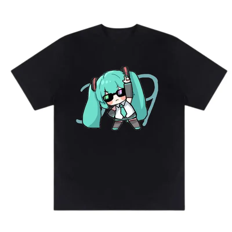 Hatsune Miku Graphic Unisex Sports Top - 100% Cotton Shortsleeve Round Neck Casual Classic Fit Breathable T-Shirt, Available in 3XL for Anime Fans, Cold Wash, Soft, Everyday, Style, Tee