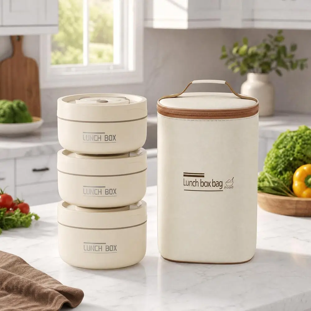 Stainless Steel Lunch Box Premium 304 Multi-Layer Bento Container, 3/4 Stackable Layers 1-2H Heat Retention, Microwave Safe with Matching Insulated Bag for Office & School Portable