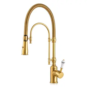 High Arc Pull Down Kitchen Faucet with Swivel Spout Single Handle Dual Spray 360° Rotation Durable Brass Leak-Proof Performance Easy Installation