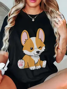 100% Cotton Corgi Gifts For & Adults Black Classic Fit Short Sleeve T-Shirt for Women & Men