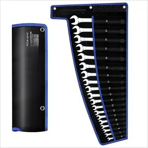 19 Piece Metric Combination Wrench Set (6–24mm) Cr-V Steel Mirror Chrome Finish 12-Point Box End, 15 °   Offset, Roll-Up Pouch – Durable Open End Wrench Set for Home, Garage & Auto Repair