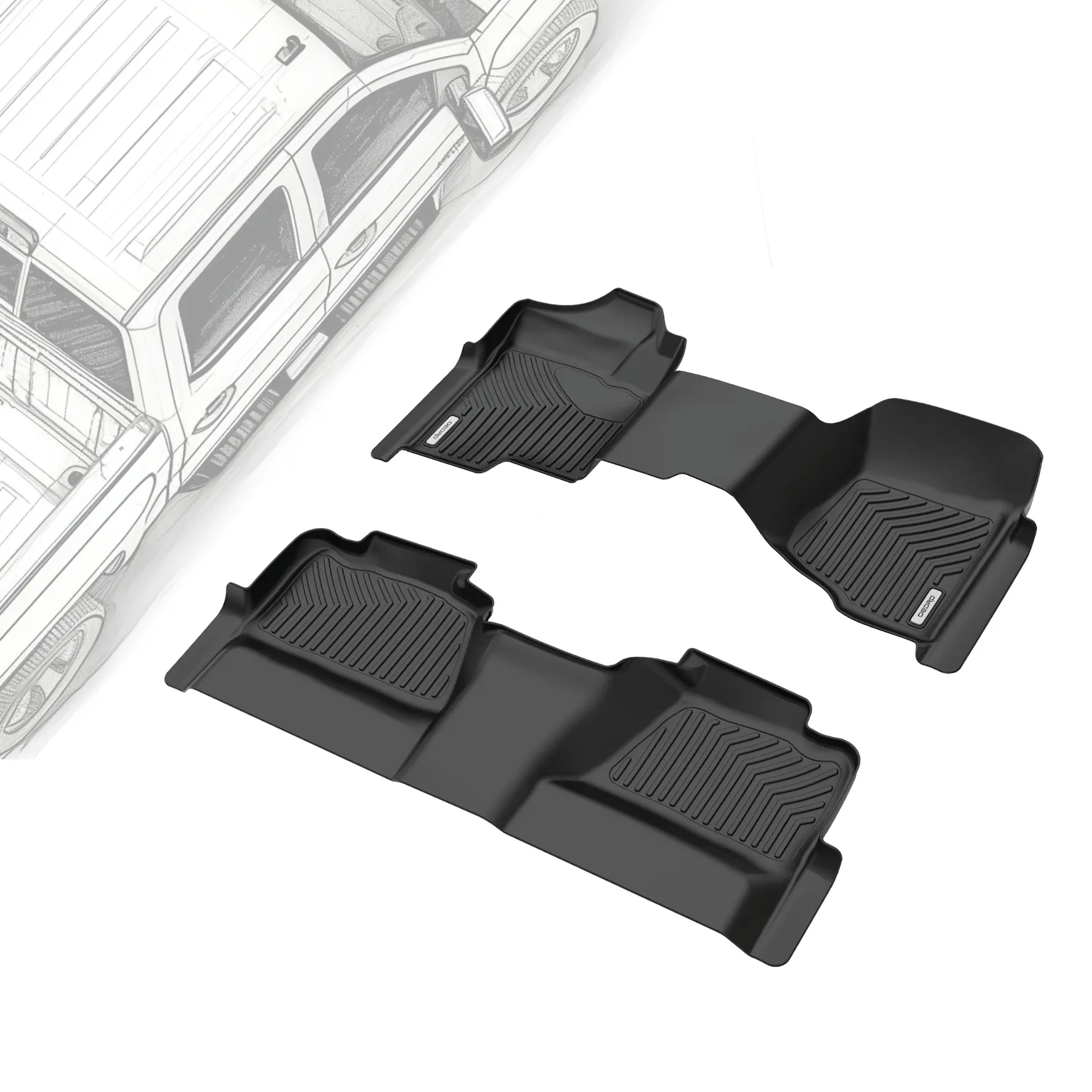 OEDRO TPE Floor Mats fits 2007-2013 Chevy Silverado / GMC Sierra 1500 Crew Cab, 2007-2014 Chevy Silverado / GMC Sierra 2500HD / 3500 HD Crew Cab, All Weather, Waterproof