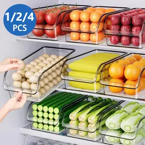 Pack of 1/2/4, Clear Plastic Refrigerator Storage Box, Can Storage Box | with Soda Can Dispenser and Cup Holder | Hand Washable, Suitable for Refrigerators, Freezers, Storage Rooms, Kitchens, Cabinets - Kitchen Supplies