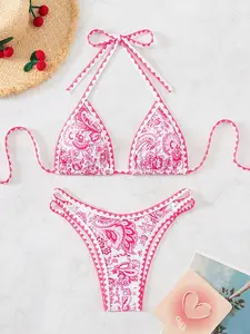 Paisley Print Triangle Bikini Set