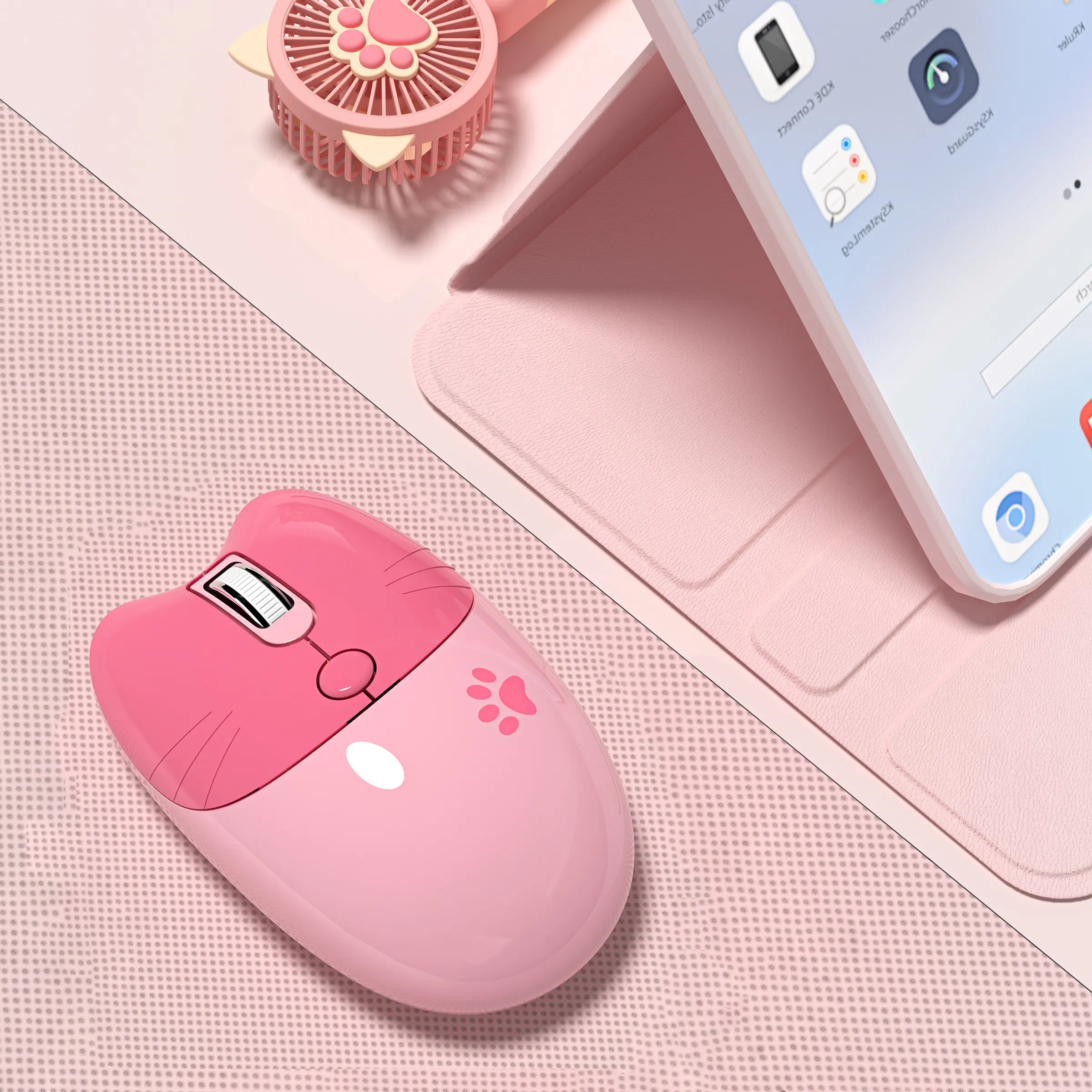 Mofii Cat Paw Wireless Bluetooth Mouse - Cute Pink for Girls, Portable Mouse for Office & Gaming (Battery Not Included)