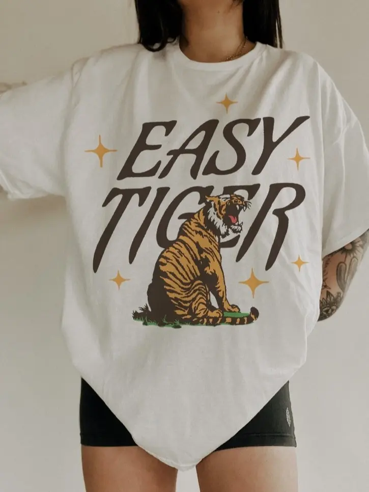 Victoria Maxwell, Comfort Colors, Easy Tiger Tee, Trendy aesthetic comfort colors graphic tee, vintage inspired graphic tee, Gift for her
