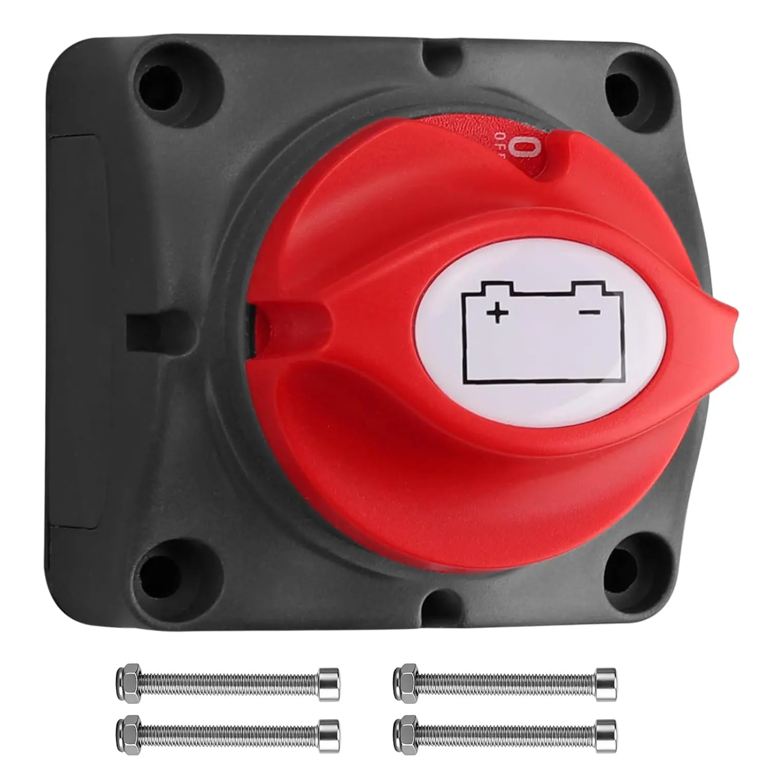 275A Power-Off Battery Disconnect Switch, 12-48V DC ABS Housing IP54 Water Resistant Dustproof Master Isolator for RV, Marine Boat, Vehicle, 275A Power-Off Switch