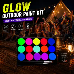 UV Glow Color Set, Neon Fluorescent Water Activated Colors, Blacklight Reactive Washable Kit for Festivals, Raves, Halloween, Parties and Outdoor Events