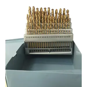60 count 1#-60# Titanium Nitride Coated Numbered Drill Bit Set High Speed Steel (0.228" - 0.040")