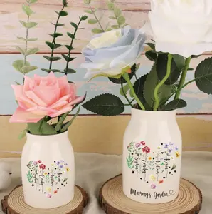 Custom Grandmas Garden Flower Vase,Custom Kids Name Flowers Vase,Ceramic Vase,Nanny Vase,Mothers Day Vase,Nanny Gift,Gift For Mom Grandma railscapesplants levitatingplant Decor Curve