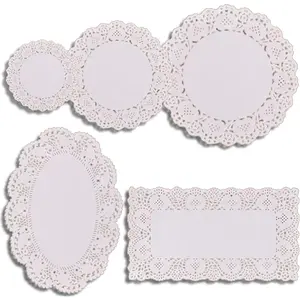 250 Pcs Multi-size White Lace Paper Doilies, Round Rectangle Oval for Tables Plates Cakes Desserts Crafts, assorted sizes 5.5" 7.5" 9.5" 6.5*9" 7.5*11.8"