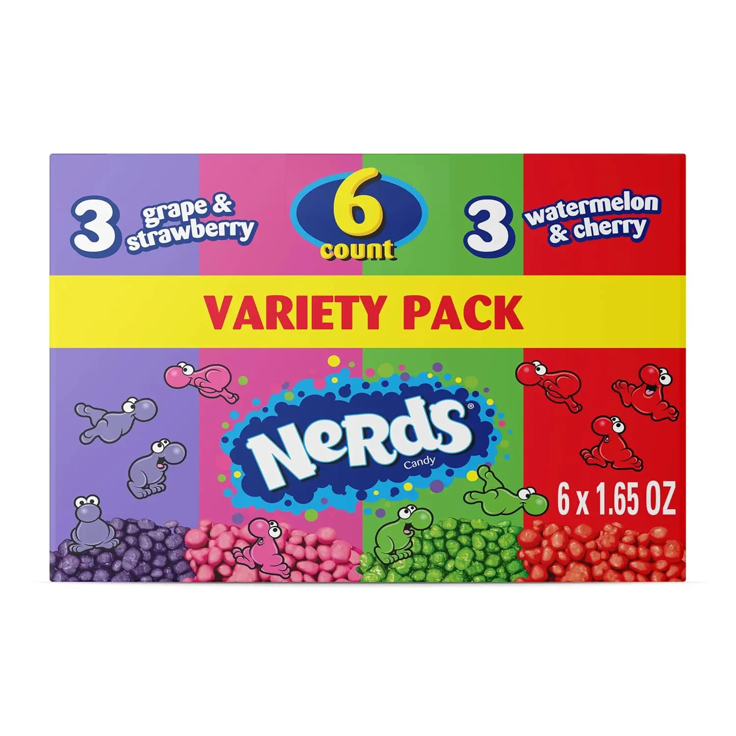 NERDS Variety Pack Candies - Sweet, Tangy Grape-Strawberry, Watermelon-Cherry Flavors - 9.9 oz, 6 Pk