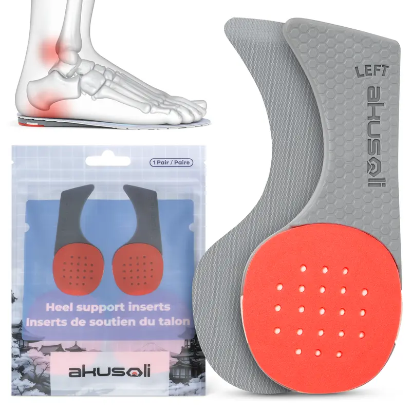 Akusoli Heel Cushion Pads for Plantar Fasciitis. Heel Lifts Shoe Inserts, Height Lift 1cm. Shock Absorption & Extra Cushioning Comfort Inserts for Work Boot, for Achilles Tendinitis