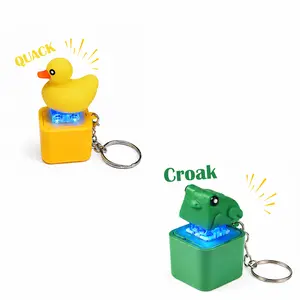 2 Pcs Screaming Animal Fidget Button | Duck/Frog/Lizard ASMR Stress Relief,Animal Keyboard Fidget Toy with Sound | Cute Backpack Charm