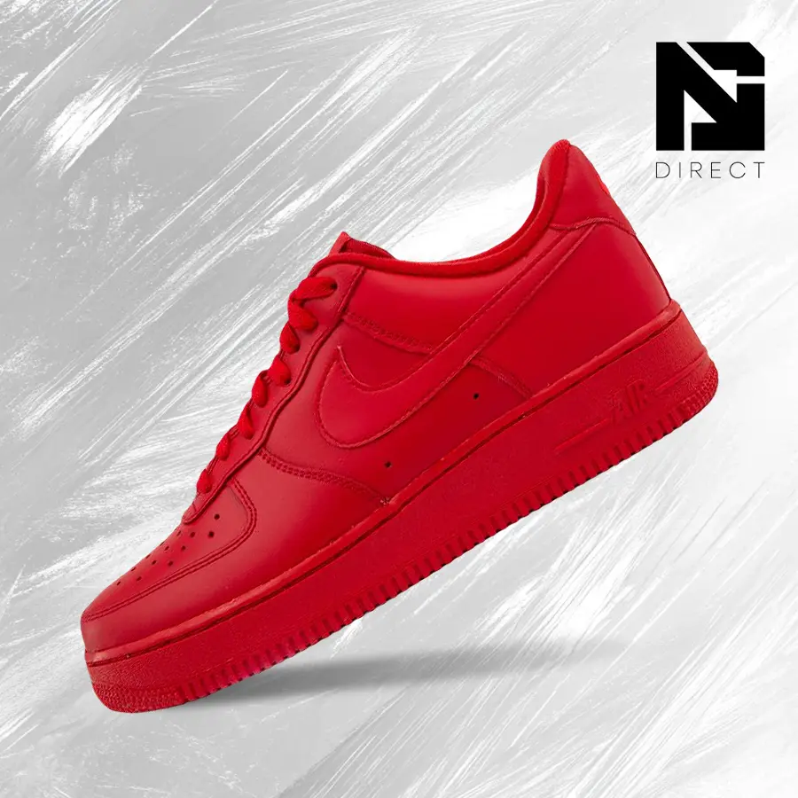 NIKE Air Force 1 Low Triple Red Men's Low Cut Lifestyle Shoes, Shock-Absorbent Comfort for Casual Streetwear - CW6999-600