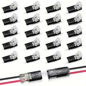2-Pin Solderless LED Strip Connectors (20-Pack) – Fast Plug-In Wire Connectors with Locking Buckle, Tool-Free & Reusable – Fits 8mm/10mm Single-Color & COB LED Strips for Quick DIY Home, Car & Accent Lighting