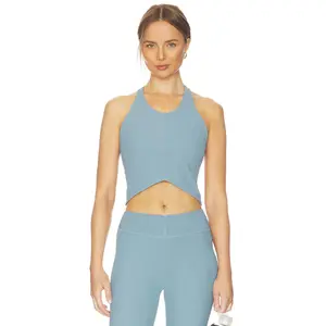 Beyond Yoga Good Form Rib Cropped Tank Top in Shaken Blue