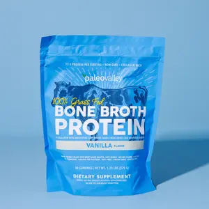Paleovalley 100% Grass Fed Bone Broth Protein Powder - 15g Protein per Serving - Rich in Collagen Peptides for Hair Skin Gut Health Bone and Joint Support - Gluten Free GMO Free - 30 Servings