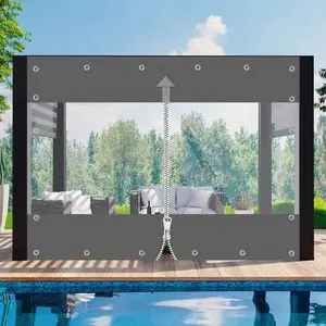 Transparent Tarpaulin With Eyelets Waterproof Tarpaulin Divider Curtain With Zip For Patio Tarpaulin Crystal Clear Made Of 650g/M² PVC Outdoor Curtain Weatherproof Waterproof Rain Cover With Zip For Gazebo Conservatory Outdoor Curtain With 30 Mm Eyelets